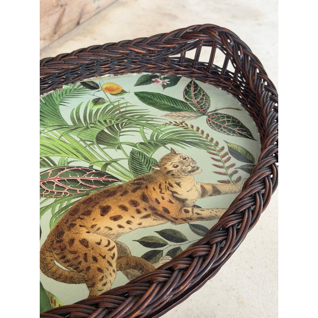 Bring a touch of Old Florida and tropical charm to your home with this stunning vintage oval rattan tray. Featuring a...