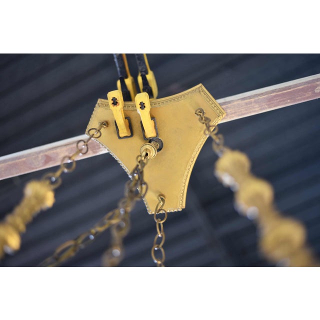 Mid Century Gothic Revival Gold Halo Ring & Crystal Chandelier For Sale - Image 15 of 16