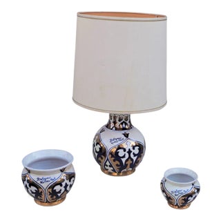 Table Lamp and Vases from Battignani, 1970s, Set of 3 For Sale