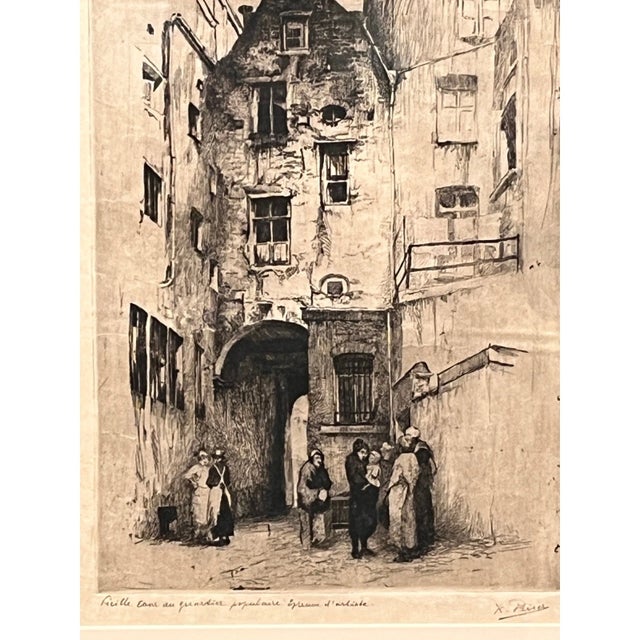 Realism Mid 20th Century Kurt Peiser Signed Original Etching Vieille Cour Artist Proof Framed Belgian Art For Sale - Image 3 of 6