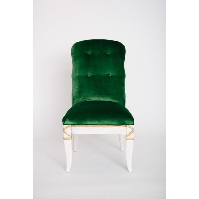 Wood 1980s Set of 10 Emerald Green Velvet Dining Chairs Attr. Marge Carson For Sale - Image 7 of 11