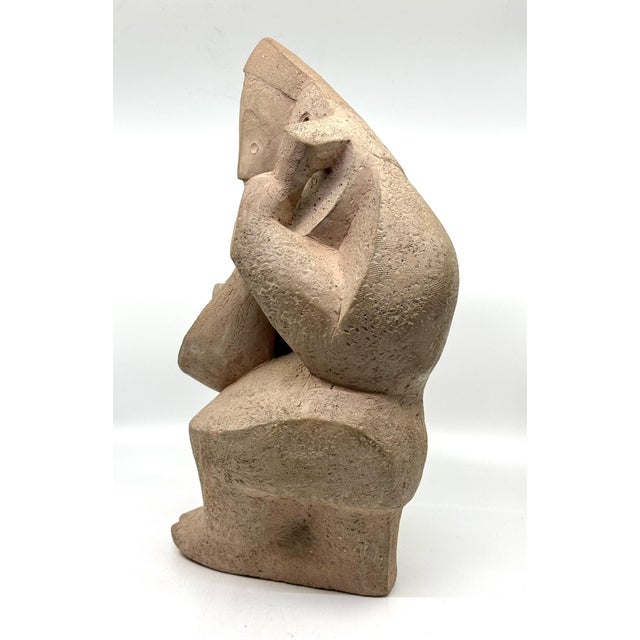 Early 20th Century Hand built Cubist Terracotta Musician Sculpture Monogrammed C For Sale - Image 13 of 14