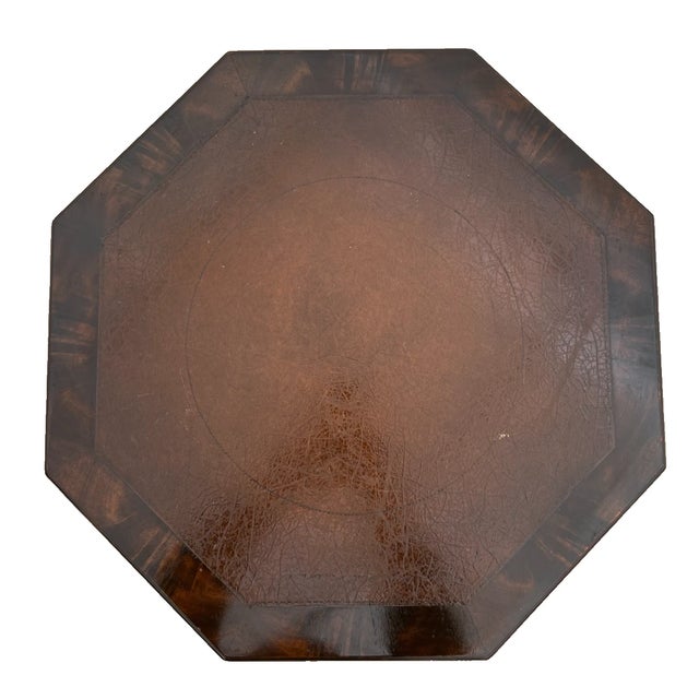 Wood Antique Victorian Table Three Drawers Banded Mahogany Octagon Casters For Sale - Image 7 of 12