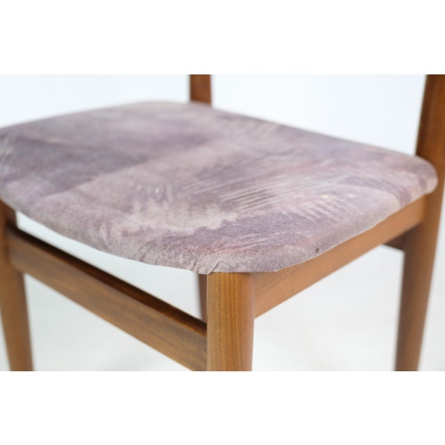 Brown Teak Dining Chairs with Grey Fabric Seats by Hans Olsen, 1960s, Set of 4 For Sale - Image 8 of 15