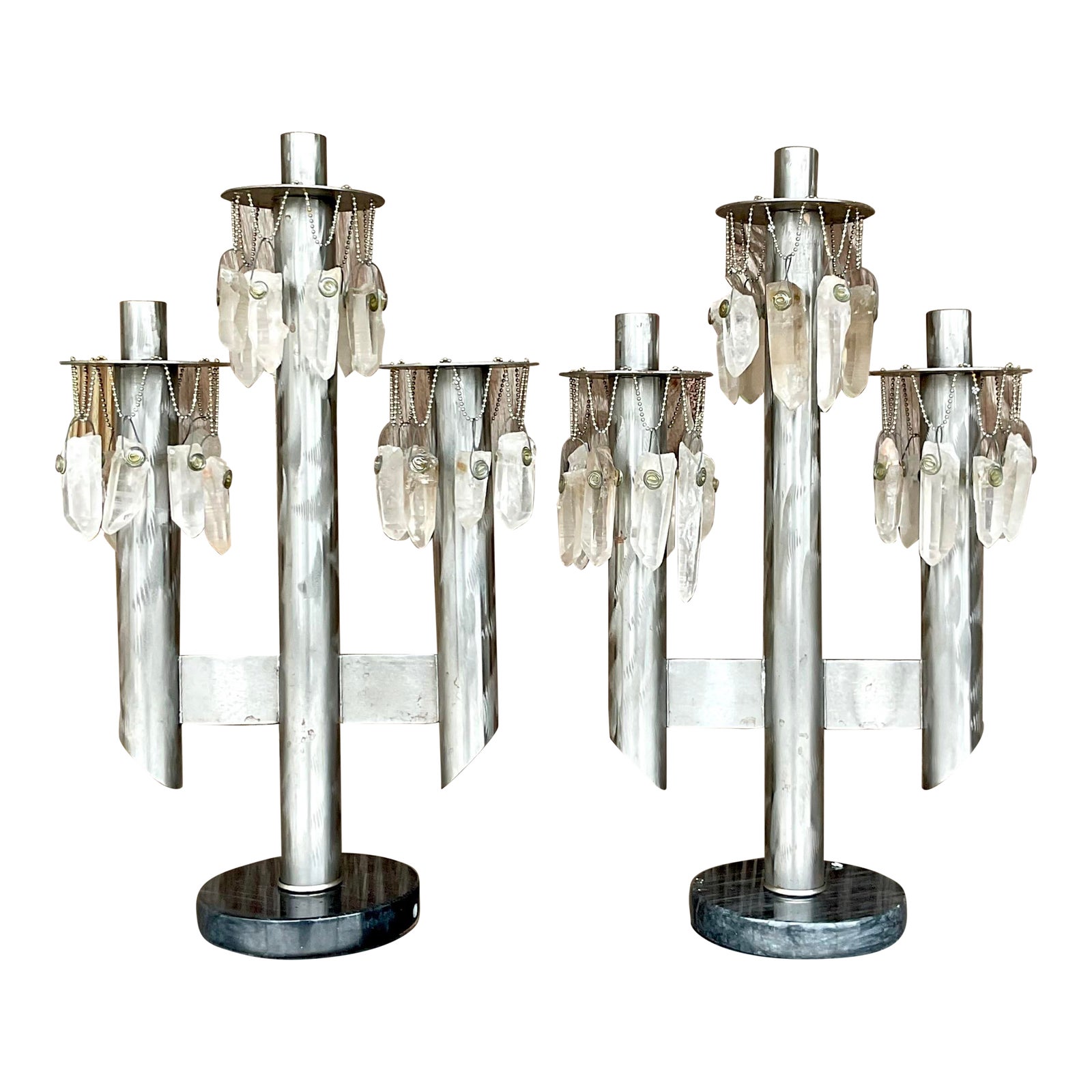 Vintage Boho Quartz Crystal Candelabras a Pair Chairish