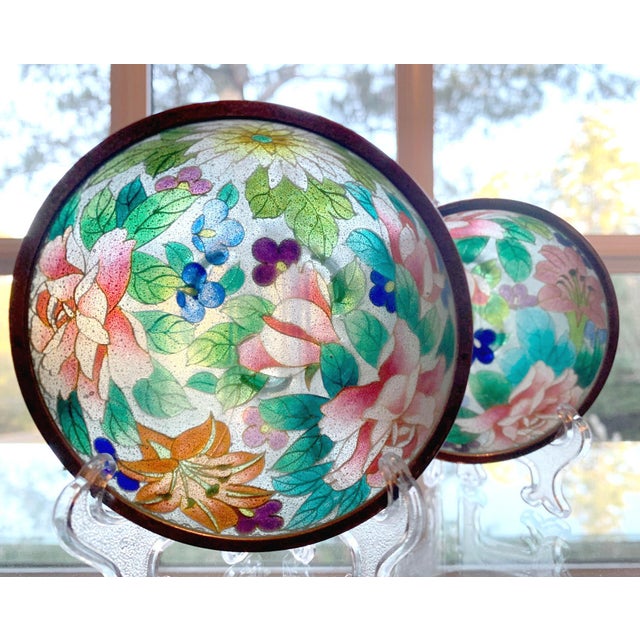 Pair of Early Japanese Plique-a-Jour Bowls from Nagoya For Sale - Image 12 of 12