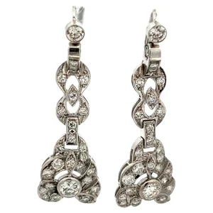 One-of-a-Kind Talia Jade Deco Revival Diamond Drop Earrings Platinum 5.50 Ct