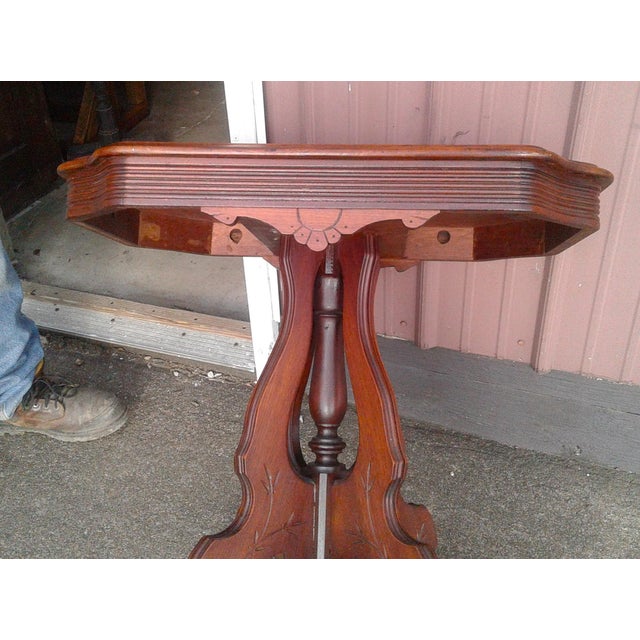 Antique Victorian Eastlake Solid Walnut Parlor Table 1870s For Sale - Image 12 of 18