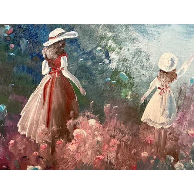 Late 20th Century Large Impressionist Landscape Oil Painting Signed Bachmann Lakeside Garden For Sale - Image 4 of 12