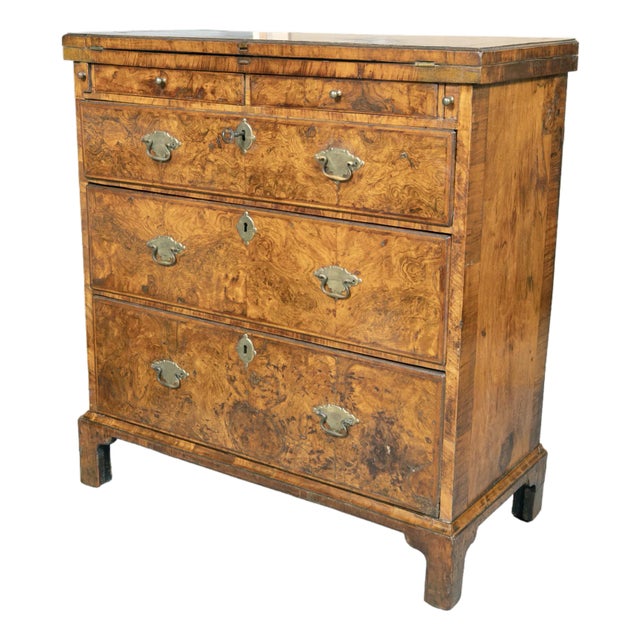 Queen Anne Burr Walnut Bachelors Chest For Sale