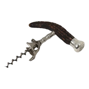 Antique John Hasselbring New York Sterling Silver & Antler Wine Corkscrew & Bottle Opener