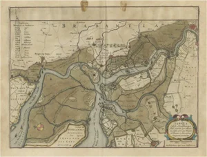 Antique Map of the Region Between Bergen Op Zoom, 1647