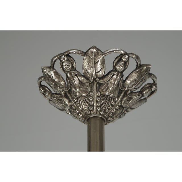 Metal French Art Deco Pendant Light by A. Delatte 1920s France For Sale - Image 7 of 13