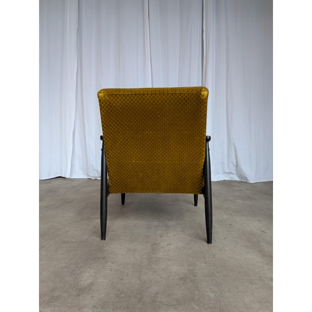 Mid-Century Modern Yellow Fabric Lounge Chair, 1970s For Sale - Image 12 of 18