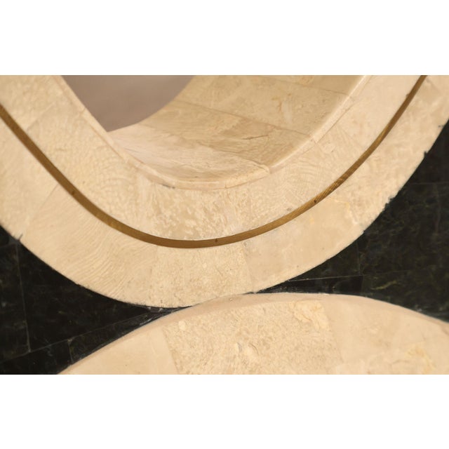 Postmodern Glass Top Travertine Console Table For Sale - Image 15 of 18