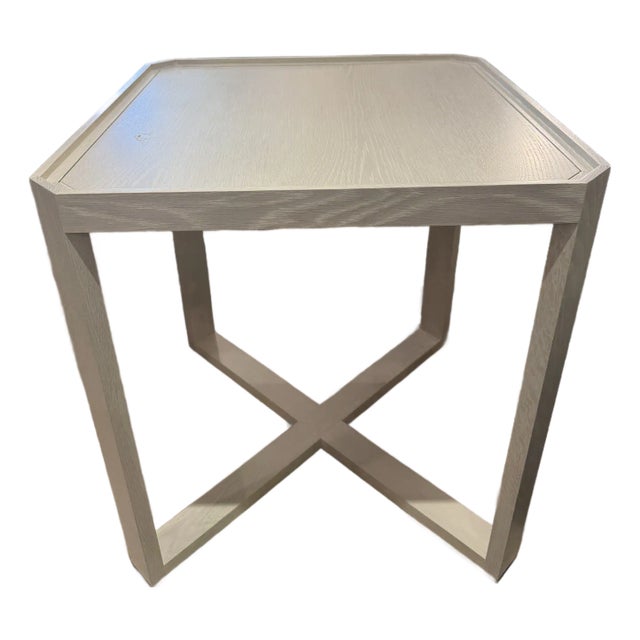 Highland House Ricky Side Table in Alabaster Cerused Finish For Sale