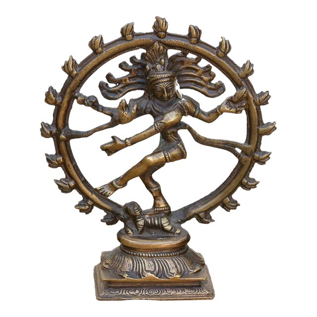 Burnished Brass Miniature Nataraja Deity For Sale