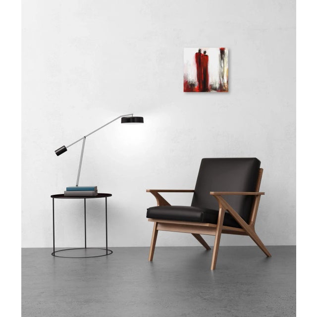 Wood Red Figurative Abstract Painting of Two Figures ''6363'' Original Artwork by Edith Konrad For Sale - Image 7 of 8