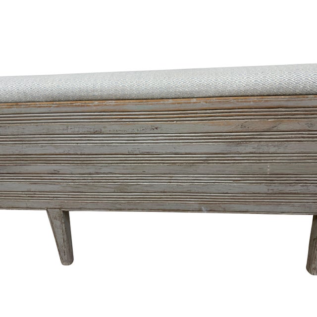 Gustavian (Swedish) 19th Century Neoclassical Style Swedish Grey Gustavian Storage Sofa Hand Carved For Sale - Image 3 of 18
