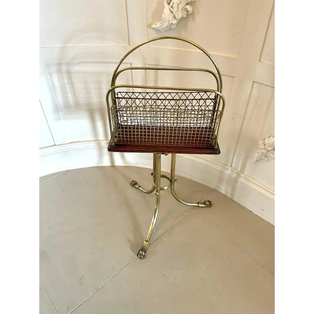 Victorian Brass and Mahogany Revolving Magazine Stand, 1860s For Sale - Image 12 of 12