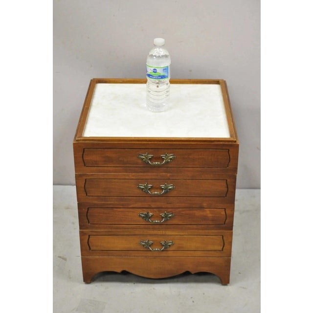 Vintage Mark Adam Co. Mid Century Modern Stacking Folding Leg Side Snack Tables - Set of 3. Item features stackable form...