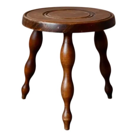 Rustical Farmhouse Tripod Stool in Wood, 1960s For Sale