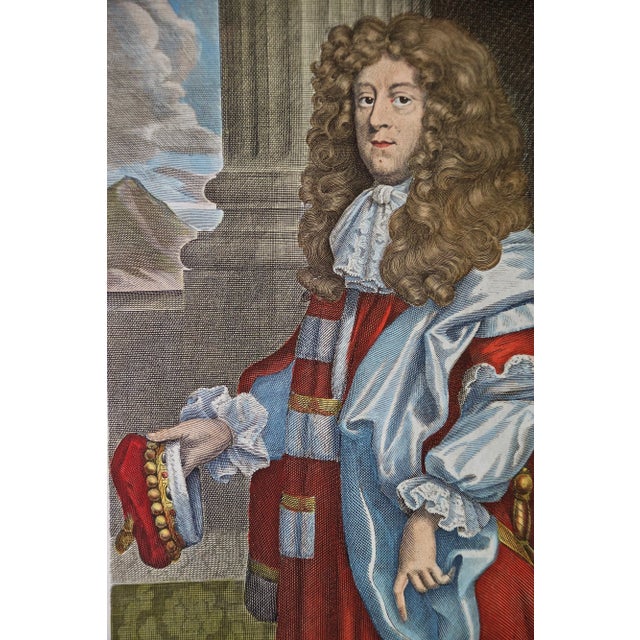 Portraiture Viscount Thomas Belasise: 17th Century Hand-Colored Portrait by Robert White, 1679 For Sale - Image 3 of 4