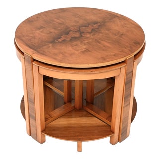 Art Deco Nesting Tables in Figured Walnut, 1930, Set of 4 For Sale