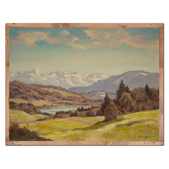 1940s Alpine Landscape, 1940s, Oil on Canvas For Sale - Image 5 of 17