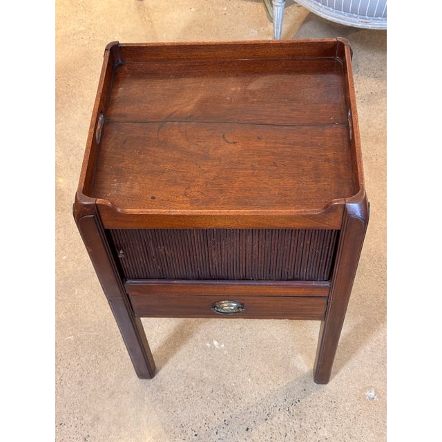 19th Century 19th Century George III Mahogany Bedside Commode With Tambour Door For Sale - Image 5 of 10