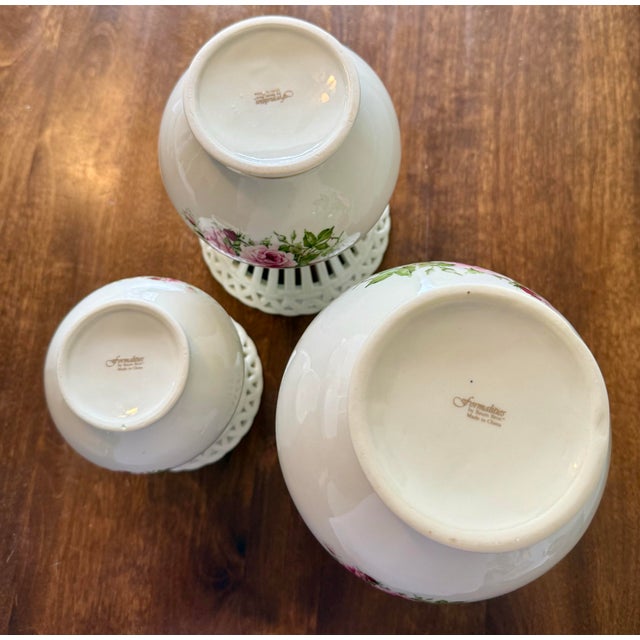 Victorian Late 20th Century Victorian Rose Porcelain Vases For Sale - Image 3 of 12