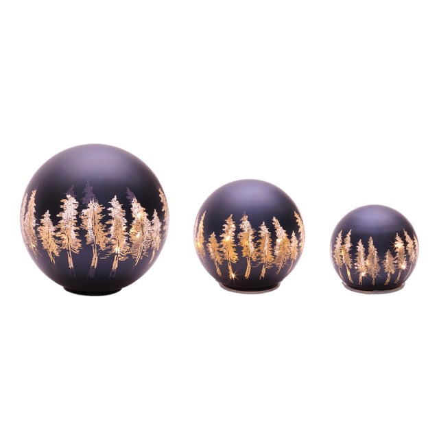 LED Frosted Pine Tree Globe (Set of 2) For Sale
