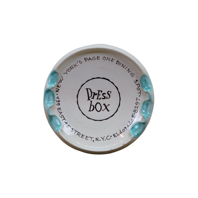 Pop Art 1950s Press Box Steakhouse Manhattan Nyc Ashtray by Casa Dell'Arte Italy 6" For Sale - Image 3 of 12