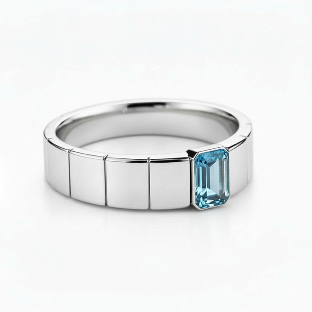 Topaz Solitaire Ring for Men Silver, Gold, Size 10 For Sale - Image 4 of 6