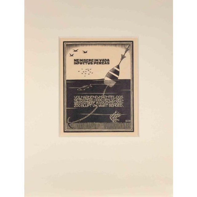 Woodcut print realized by escher for the series "emblemata", and published in 1931. On hollande van gelder paper. Edition...
