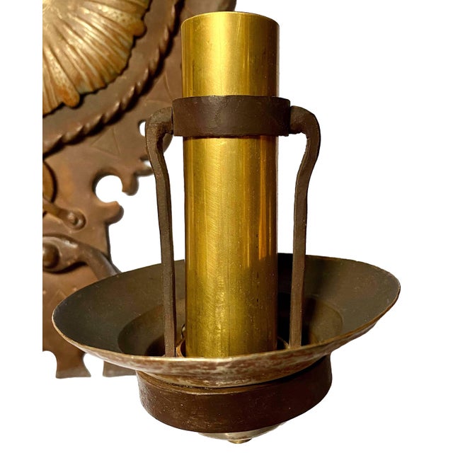 1930s Large Spanish Revival Wall Sconces - a Pair For Sale - Image 4 of 9