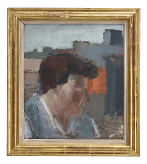 Sigrid Aminoff Oxenstierna, Figure in Profile, 1974, Oil on Panel, Framed