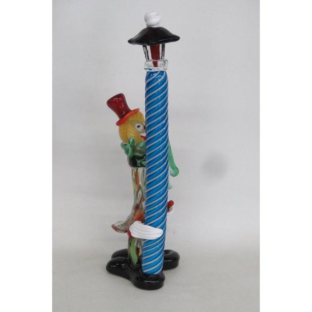 Murano Italy Art Glass Large Clown With Street Lantern Lamp Post Figurine 5208b For Sale In Miami - Image 6 of 14
