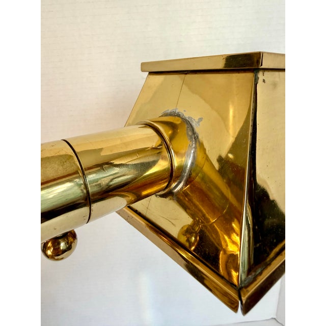 Brass Vintage Brass Library Table Desk Lamp With Pierced Shade Attributed to Chapman For Sale - Image 8 of 12