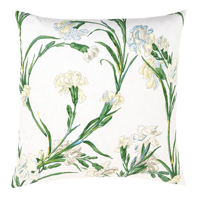 Scalamandre 22" x 22" Dianthus Pillow in Chervil For Sale