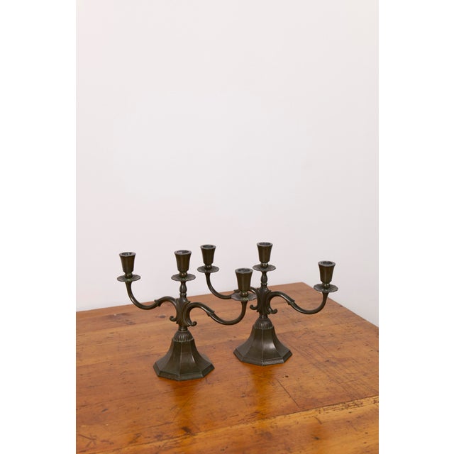 1930s Large Model 155 Candelabras in Disko Metal by Just Andersen, 1930s, Set of 2 For Sale - Image 5 of 18