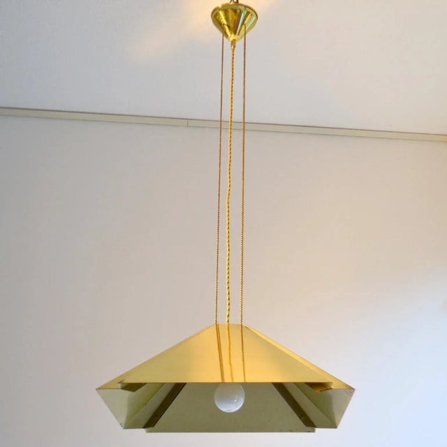 1970s Brass Square Adjustable Pendant from Dijkstra, 1970s For Sale - Image 5 of 13