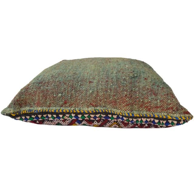 Antique Moroccan Blue & Orange Chevron-Patterned Berber Pillow For Sale - Image 9 of 10