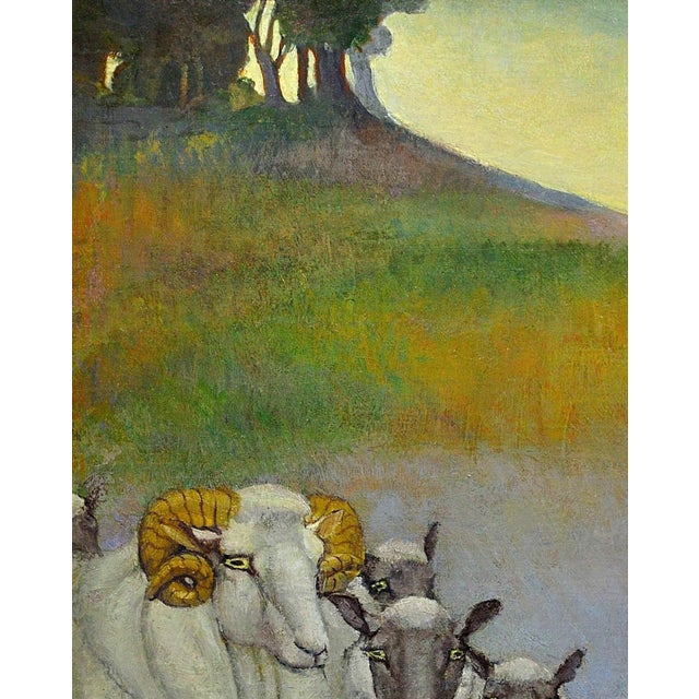 Margaret Maitland Howard, Pan, God of Nature, Playing Panpipes, 1930s, Oil Painting, Framed For Sale - Image 6 of 18