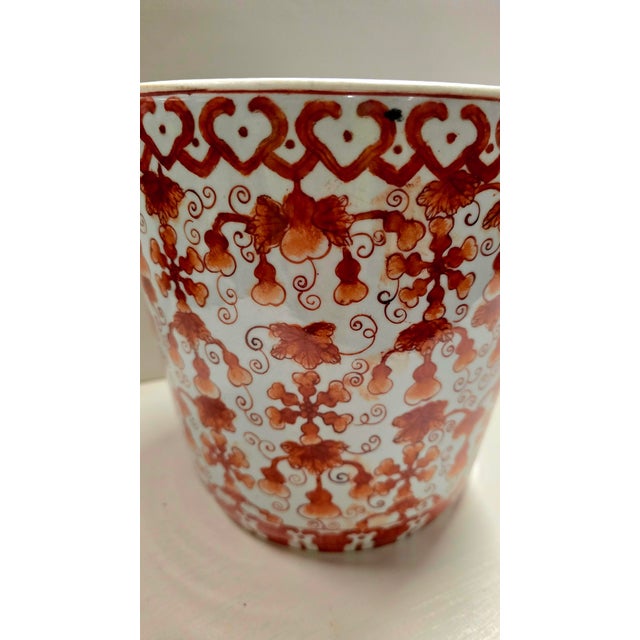 Heavy , thick ceramic Chinese Jardiniere / plant pot. Does not have a drainage hole, so maybe it's not meant for plants...