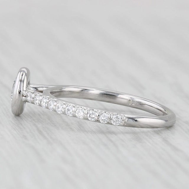 White 0.70ctw Round Bezel Set Diamond Engagement Ring 14k White Gold Size 4.5 For Sale - Image 8 of 8