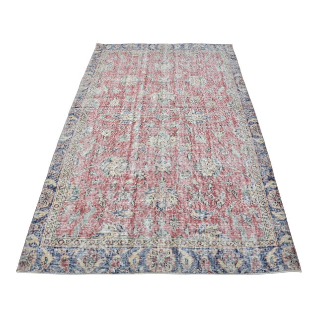 1950s Turkish Handmade Oushak Rug For Sale