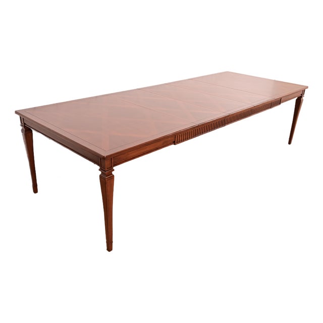 John Widdicomb French Regency Louis XVI Walnut Extension Dining Table With Parquet Top, Newly Refinished For Sale