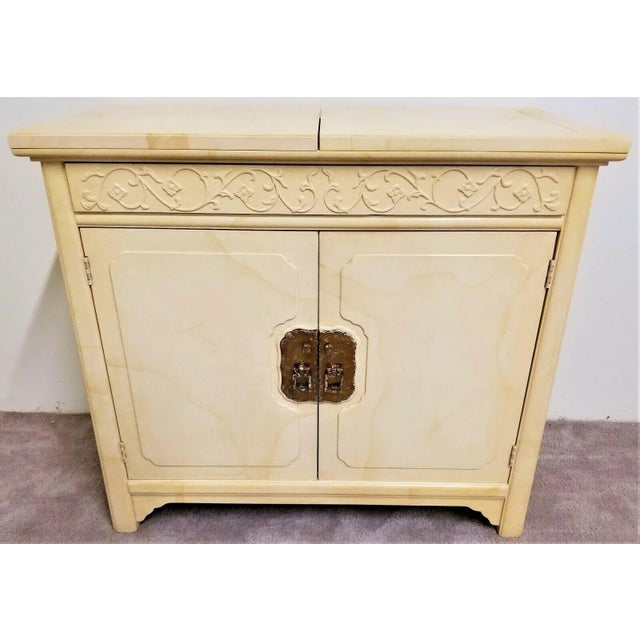 Henredon Plan 2 by Roy Coleman Asian Style Faux Goat Skin Lacquered Bar Buffet For Sale - Image 13 of 13