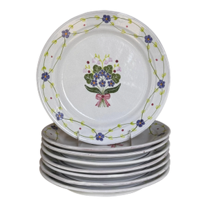 Made in Portugal Vintage Terra Cotta Hand Painted Plates - Set of 8